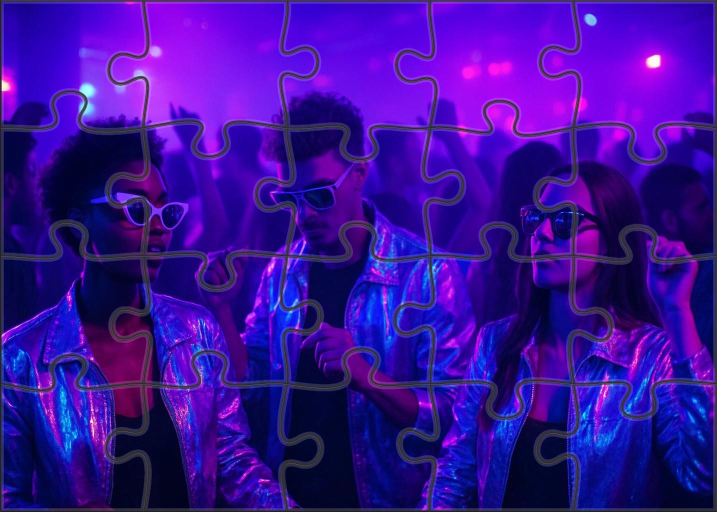 Synth-pop Neon Nights Retro Electronic Sound And Style Puzzle Fun