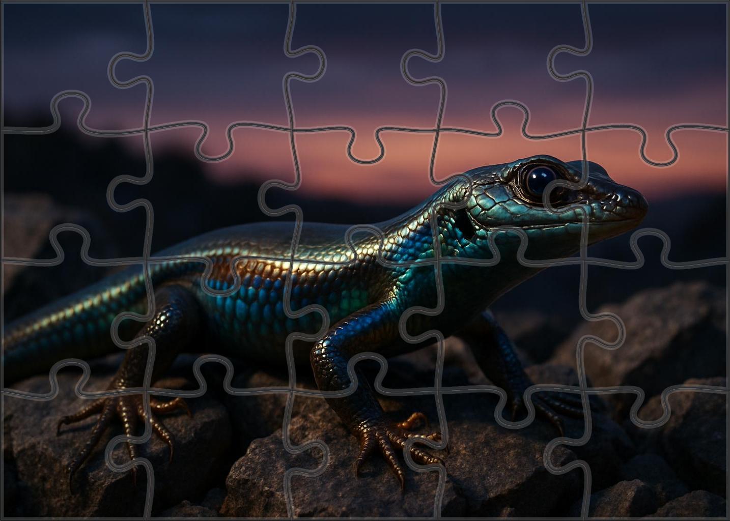 Twilight Strider Elusive Desert Lizard With Iridescent Skin And Rapid Reflexes 100 Piece Puzzle