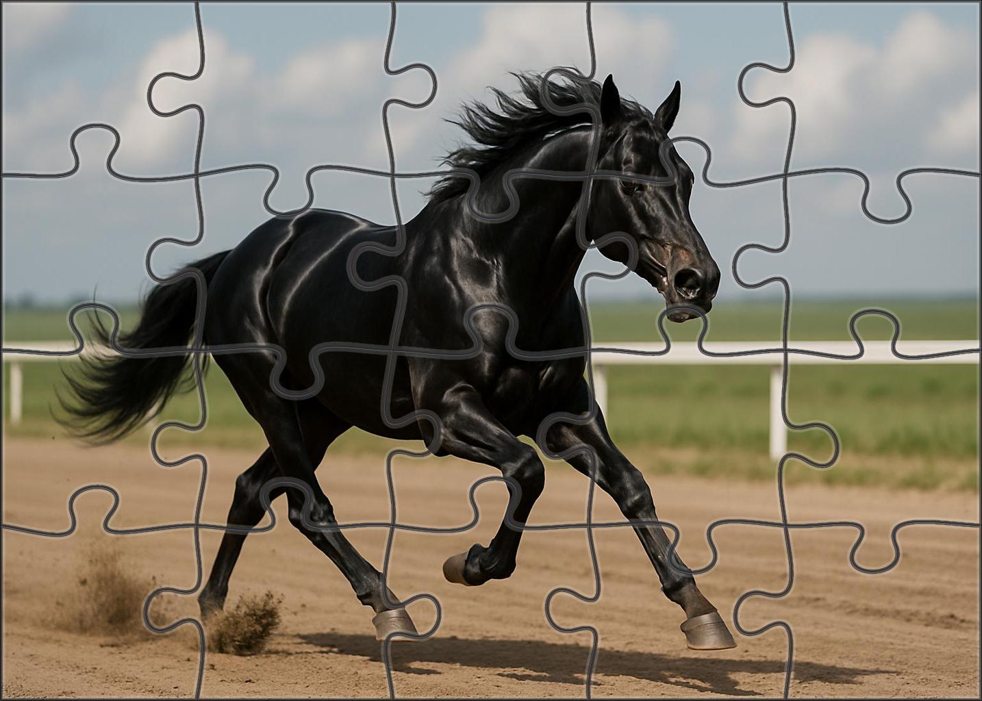 Steel Midnight Racer Sleek Black Thoroughbred With Sharpened Focus Custom Jigsaw Puzzle