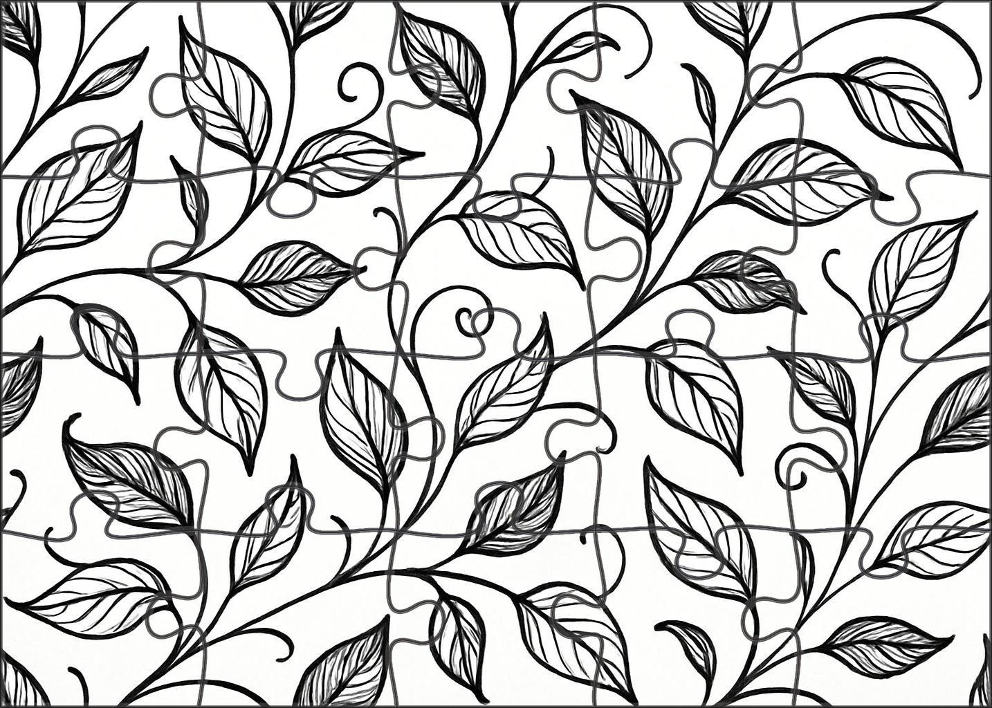Abstract Botanical Line Art Minimalist Pen Drawing Of Stylized Leaves And Vines Large Format Puzzle