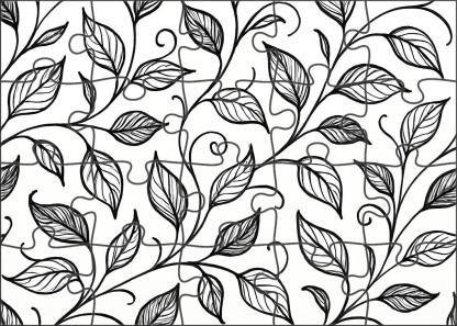 Abstract Botanical Line Art Minimalist Pen Drawing Of Stylized Leaves And Vines Large Format Puzzle