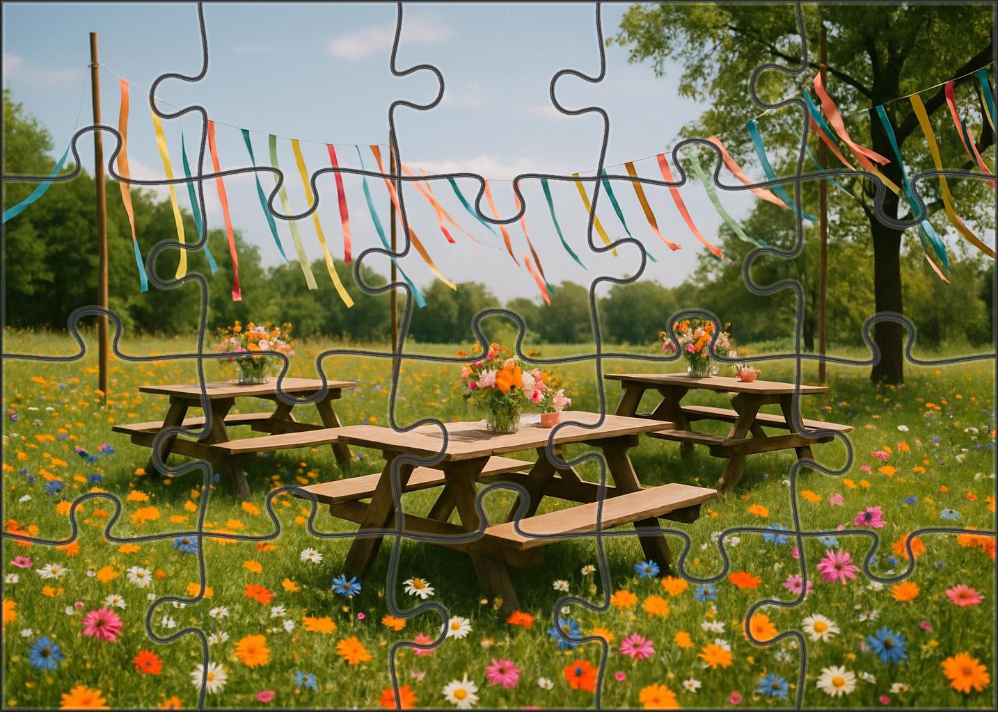 Spring Meadow Jubilee Vibrant Wildflowers And Colorful Ribbons 20 Piece Puzzle