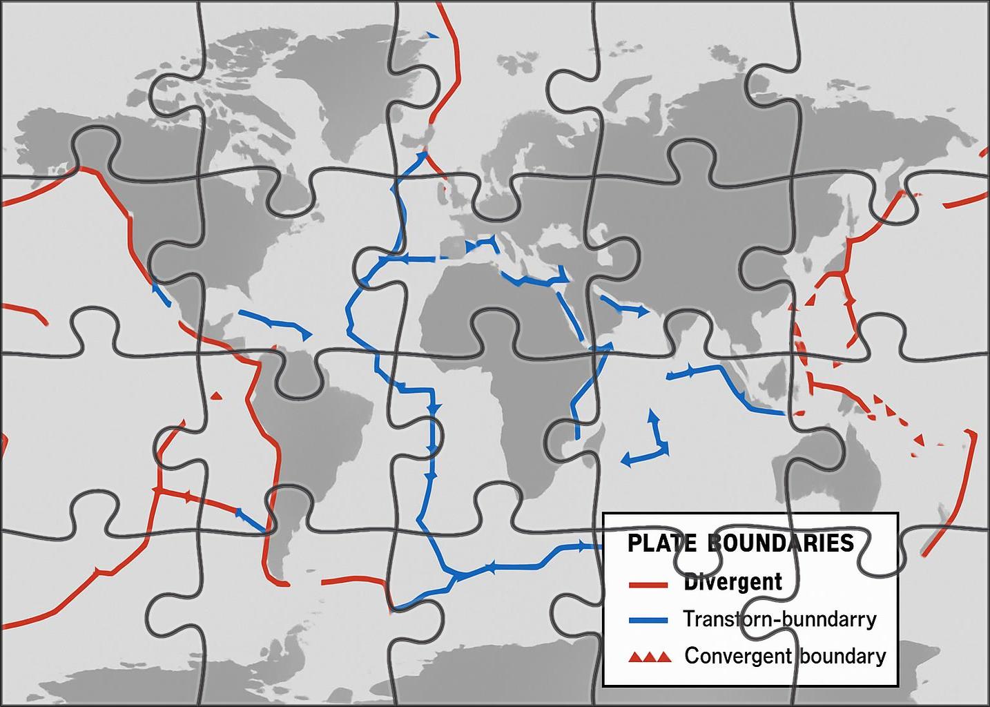 Tectonic Plate Boundary Schematic 20 Piece Puzzle