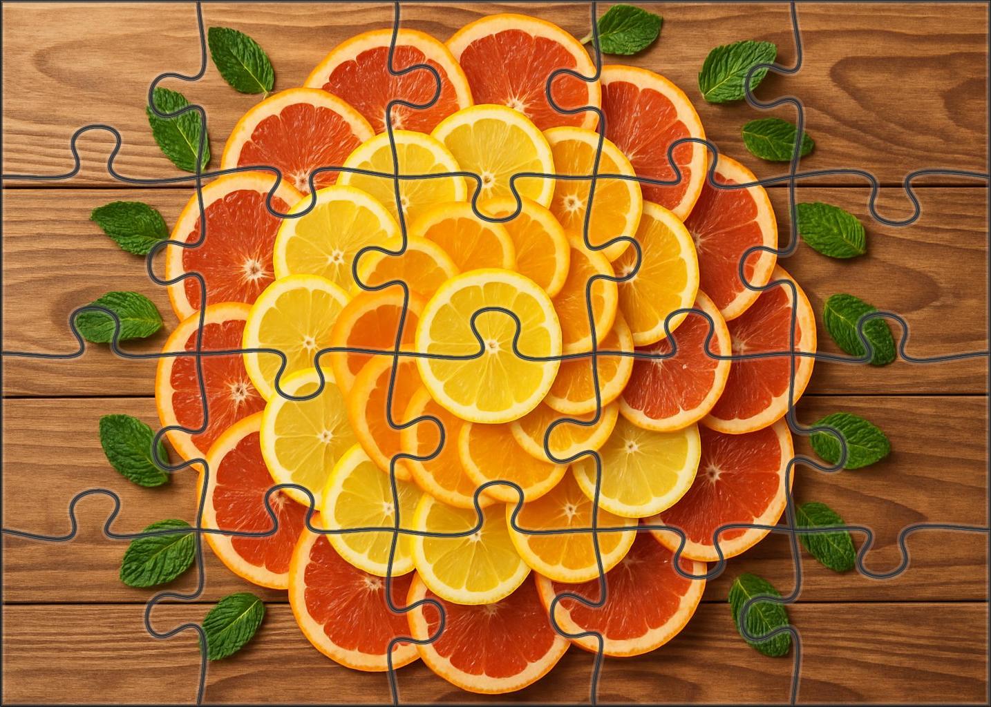 Sunset Citrus Spiral An Artful Array Of Sliced Oranges Lemons And Blood Oranges 1000 Piece Puzzle