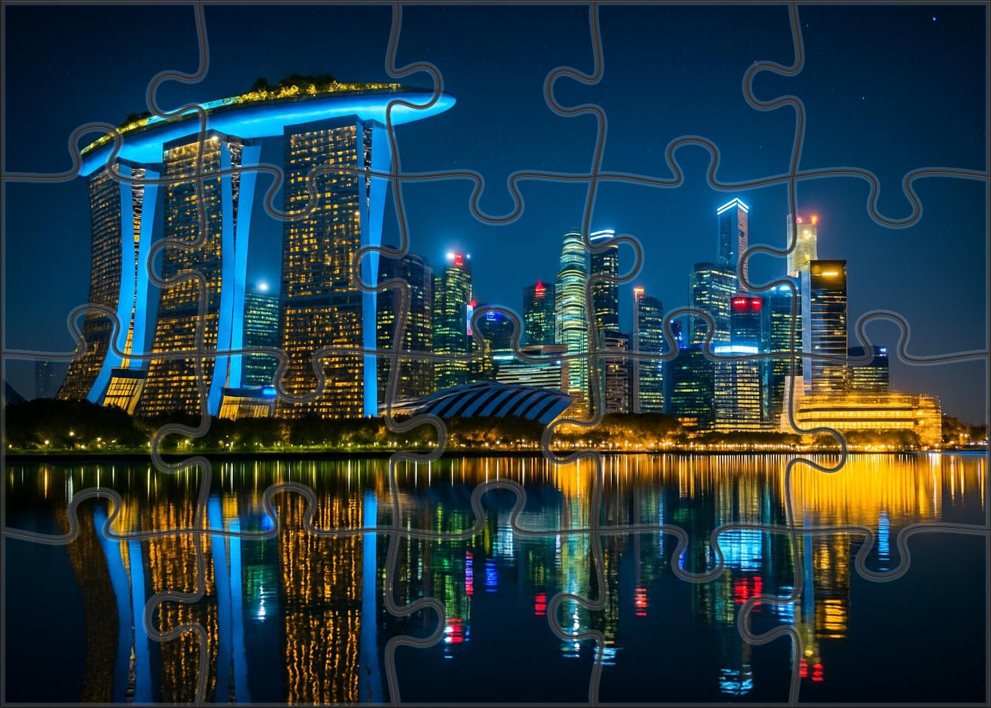 Singapore Marina Bay Skyline Globally Ranked Among The Top Iconic Waterfront Skylines 300 Piece Puzzle