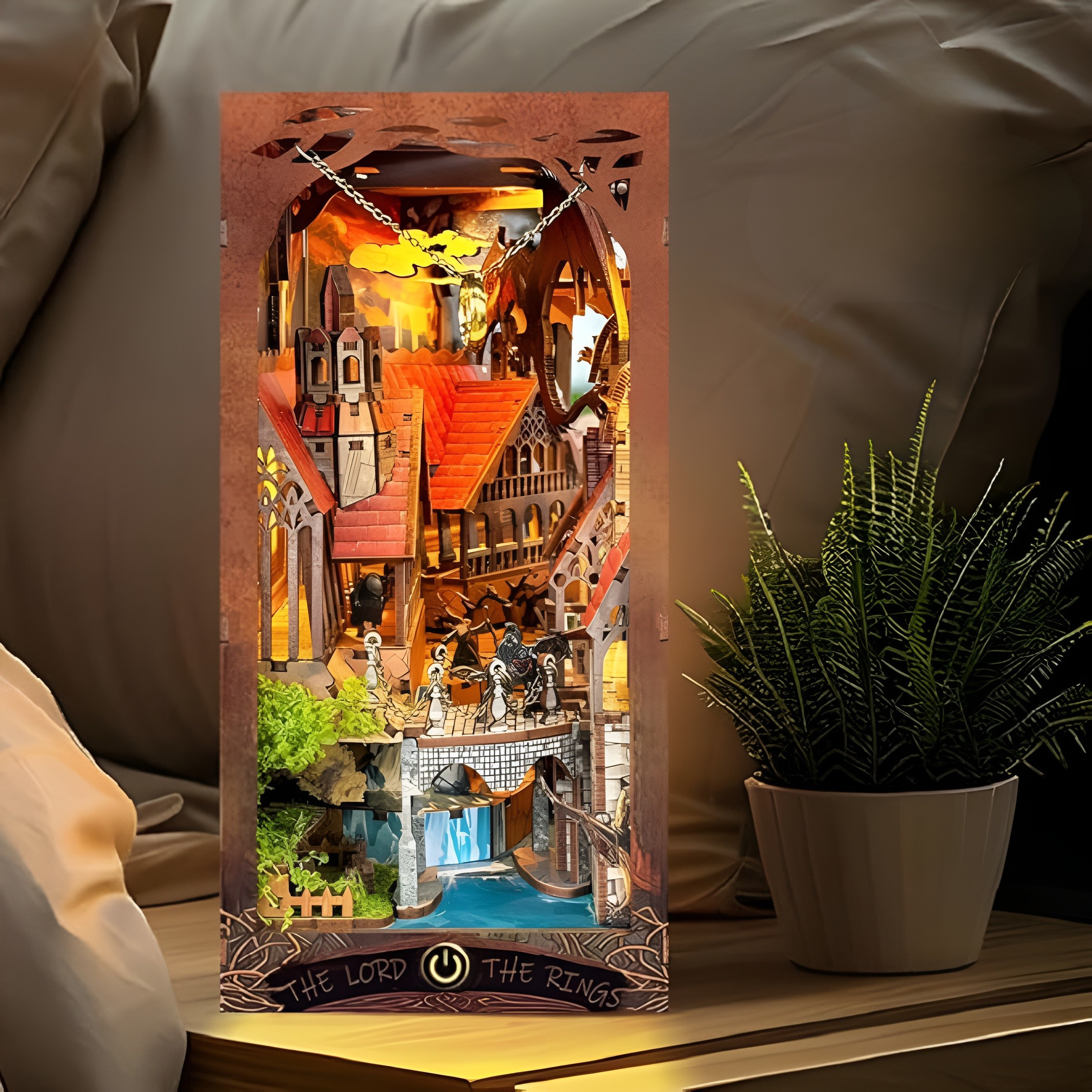 DIY Book Nook Kit Christmas 3D Wooden Miniature Puzzles with LED Light