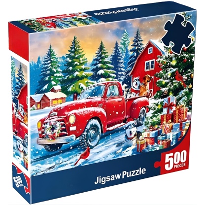 Christmas Farms Red Pickup Jigsaw Puzzles 500 Pieces for Adults