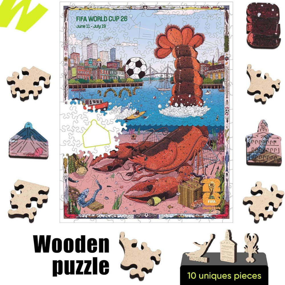 FIFA World Cup 2026 City Boston Poster Wooden Puzzle for Adult