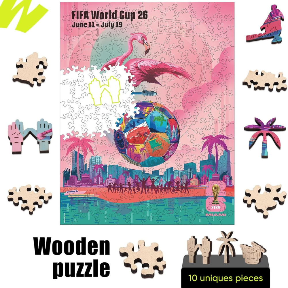 FIFA World Cup 2026 Miami City Poster Wooden Puzzle for Adult