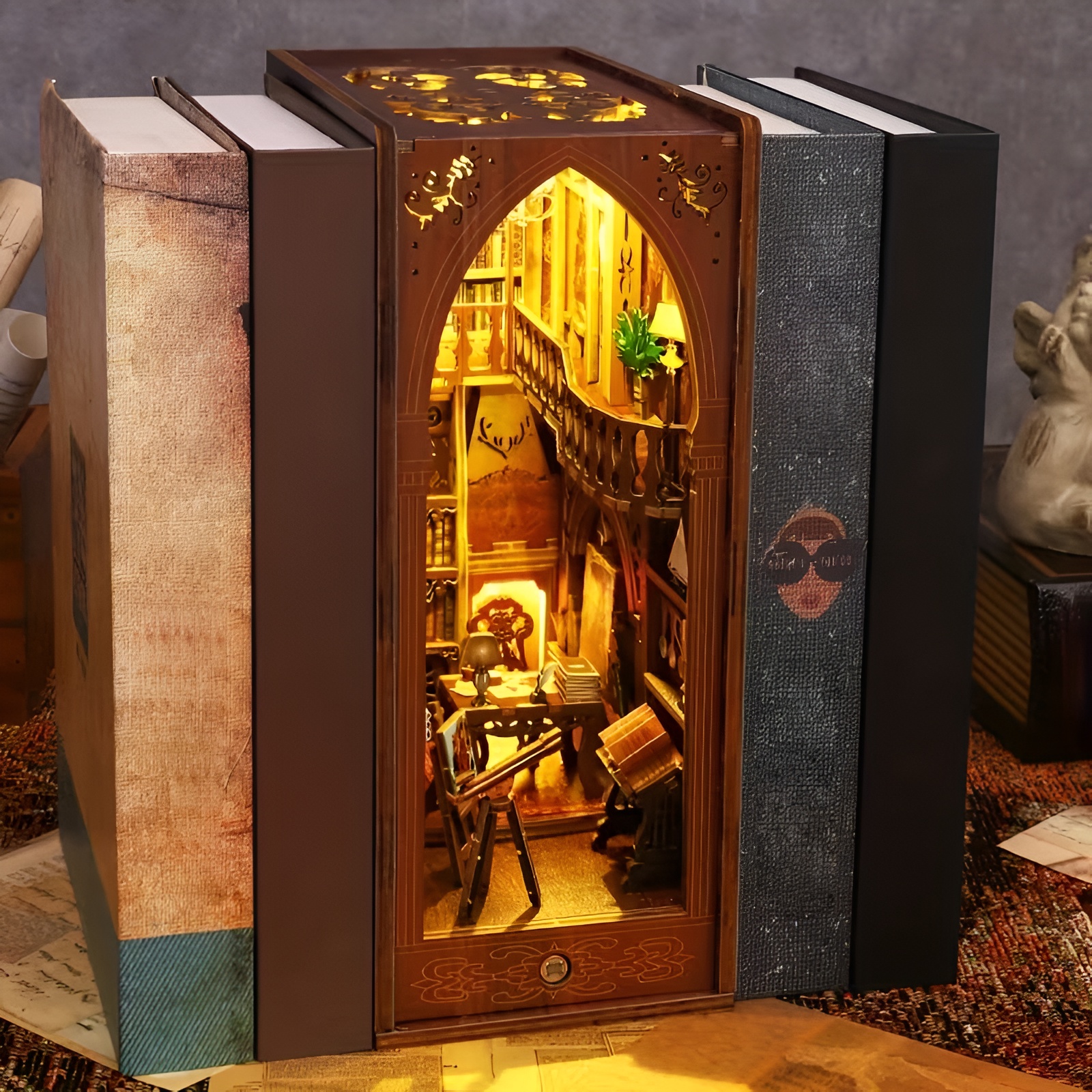 DIY Vintage Library Book Nook 3D Puzzle Kit