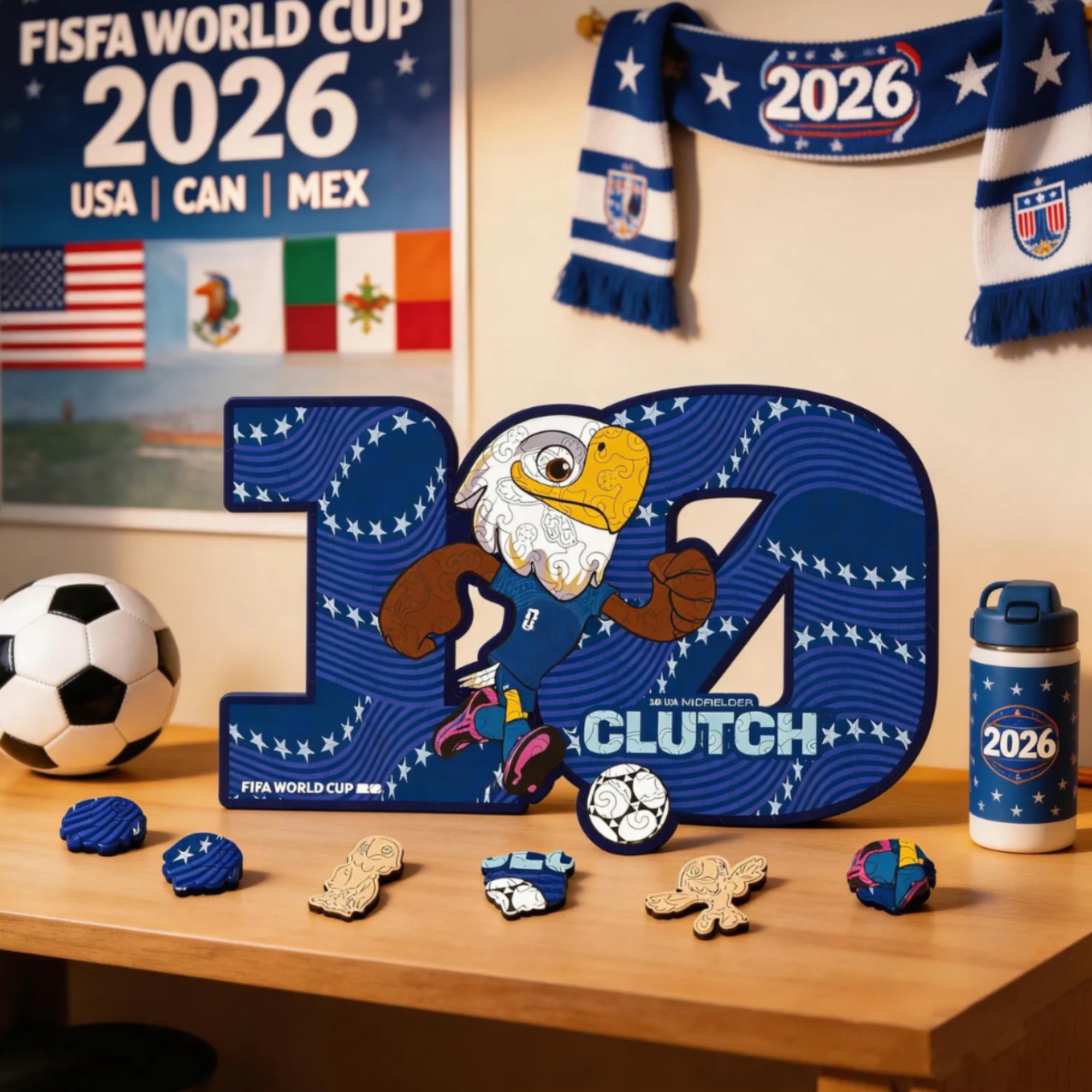 Pack Of 150 Fifa Usa 2026 Mascot Clutch Wooden Puzzle