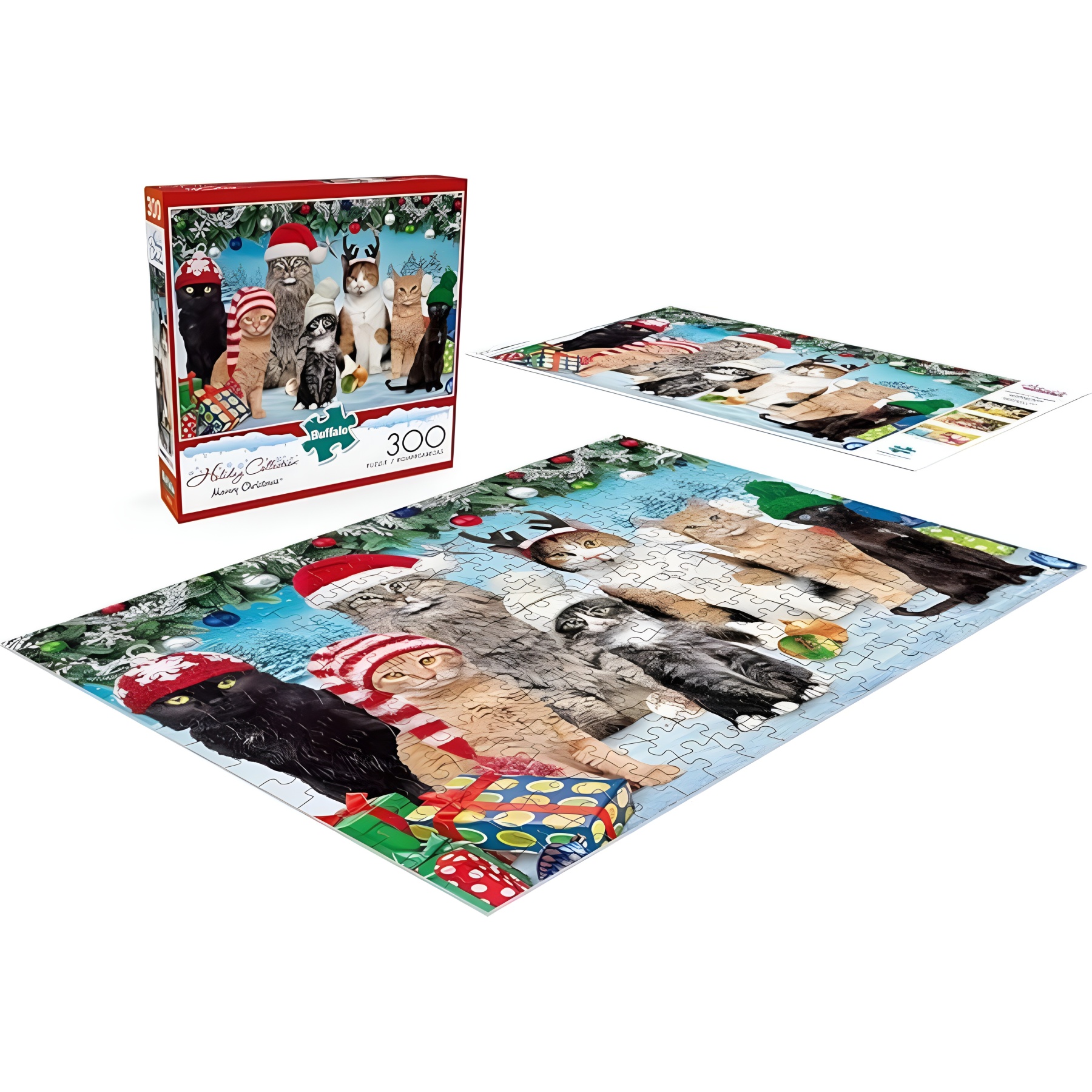 Meowy Christmas 300 Piece Holiday Jigsaw Puzzle