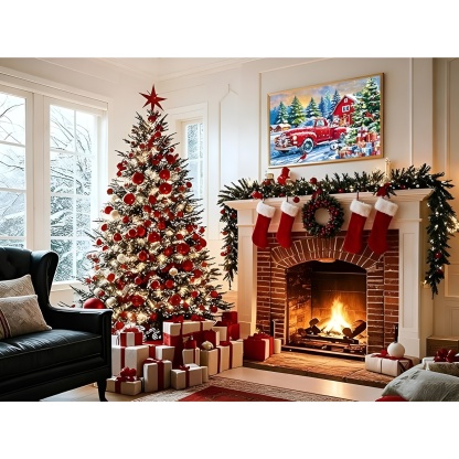 Christmas Farms Red Pickup Jigsaw Puzzles 500 Pieces for Adults