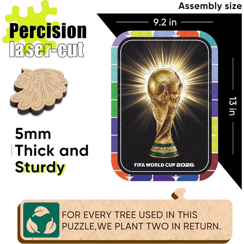 Official FIFA World Cup 2026 Wooden Puzzle Indoor Family Game  
