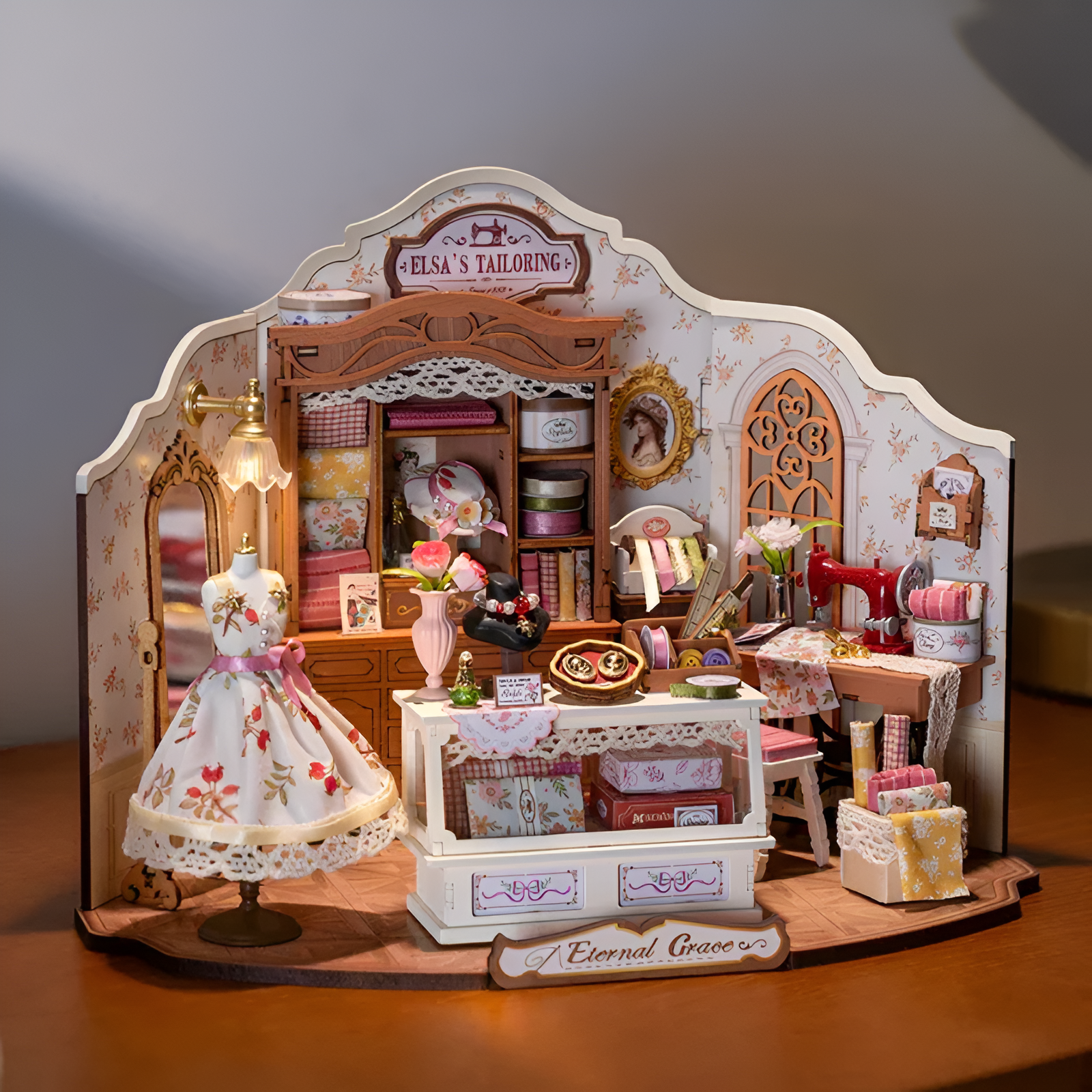 Miniature Tailoring Studio Display Kit With Classic Sewing Decor