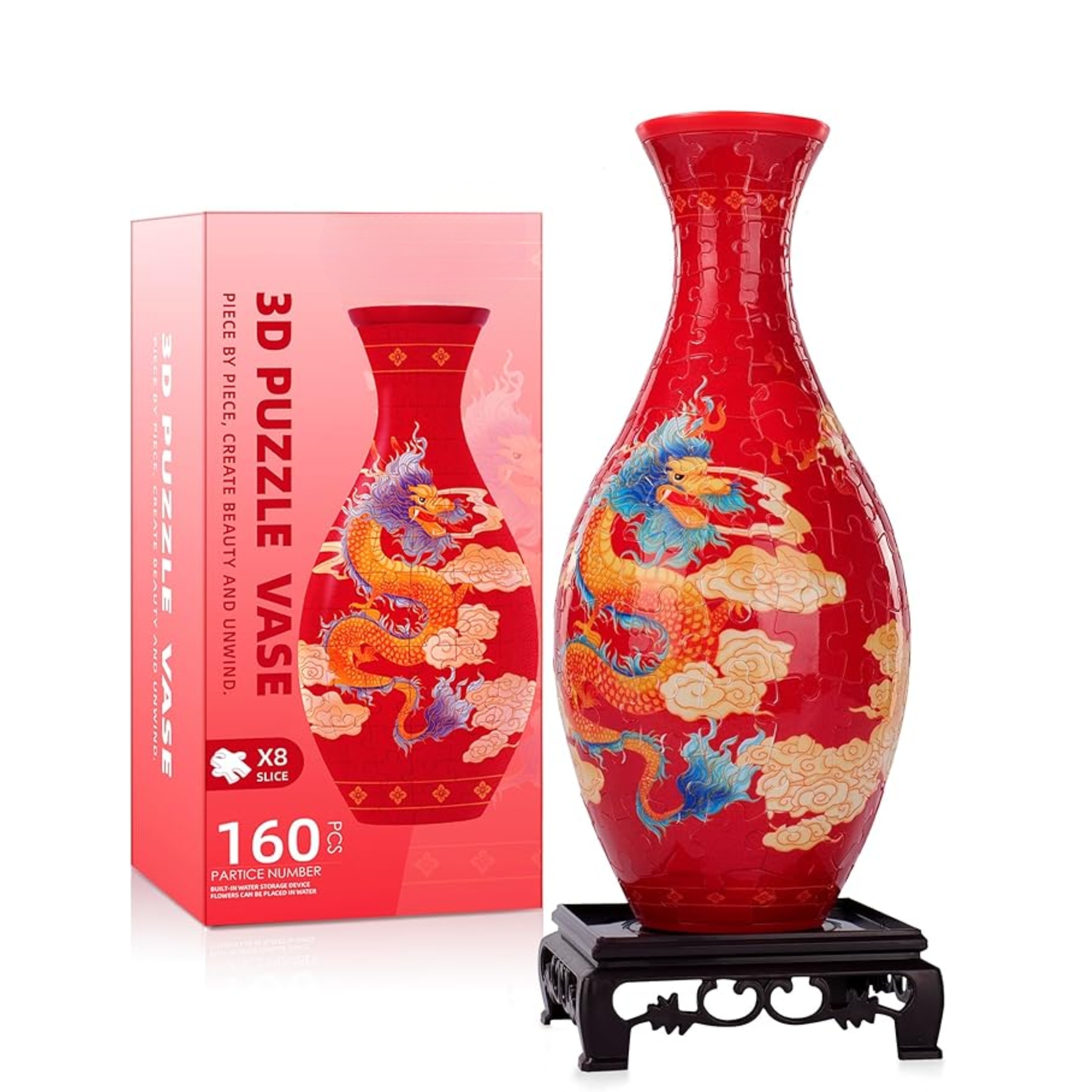 3D Puzzle Vase for Adults, Unique Flower Vase with 160 Curved Puzzle Pieces