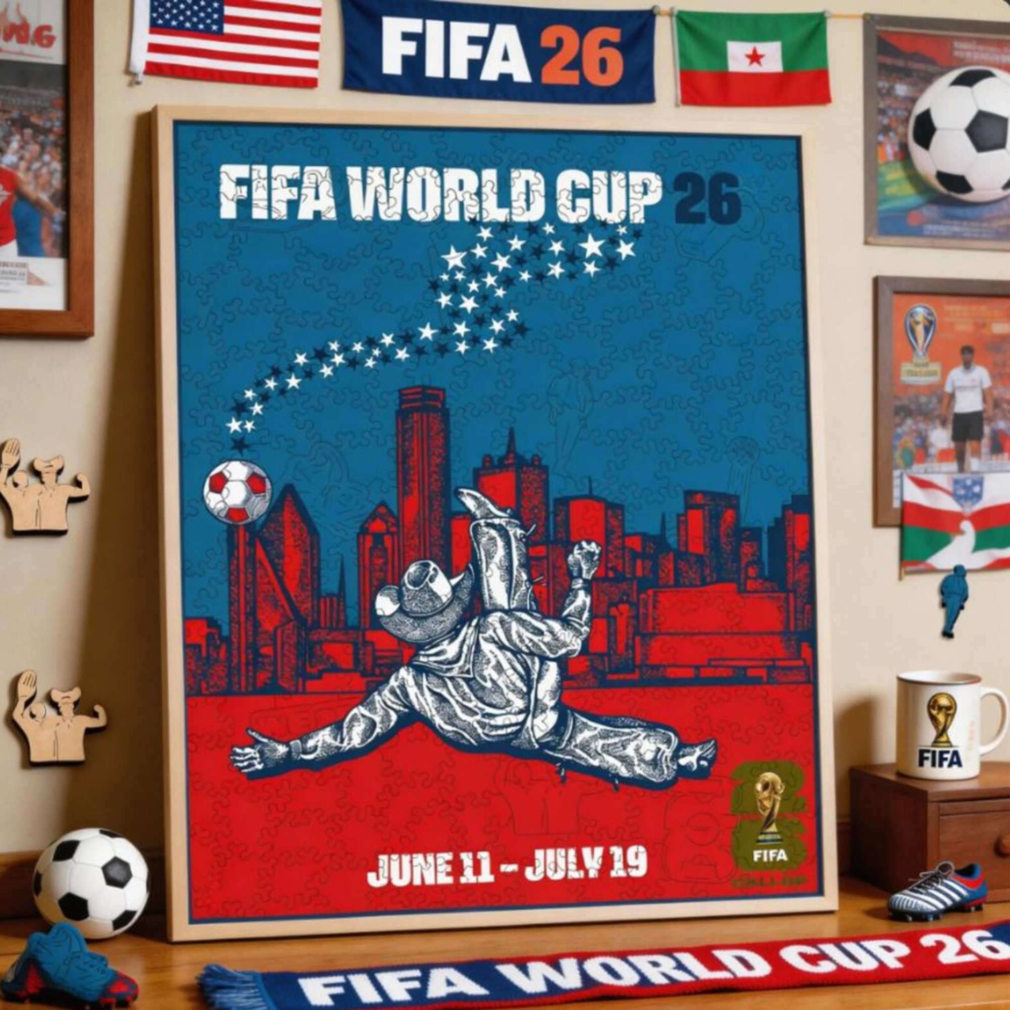 FIFA World Cup 2026 Dallas City Poster Wooden Puzzle