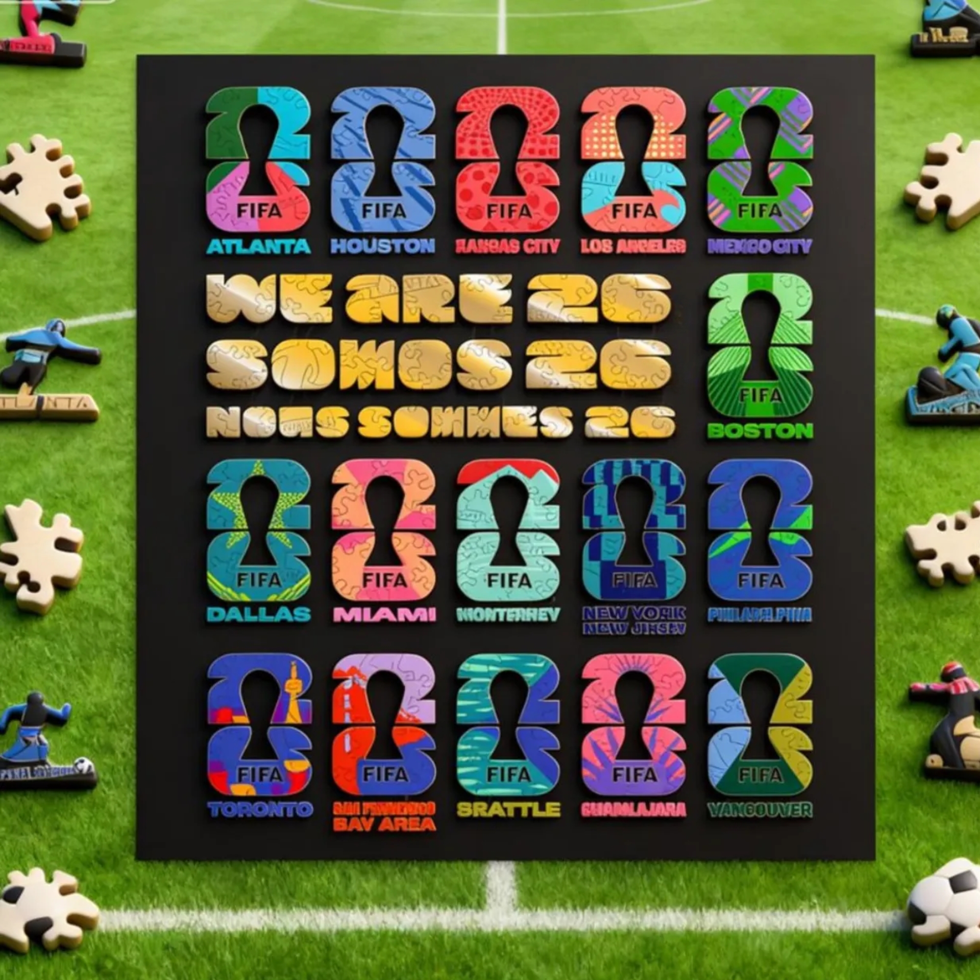 Pack Of 300 Piece FIFA Host Cities Wooden Puzzle