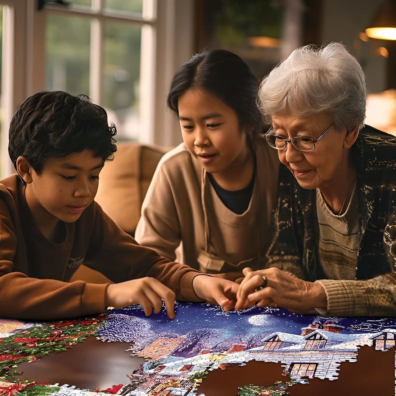 Village Christmas Tree 1000 Piece Holiday Jigsaw Puzzle