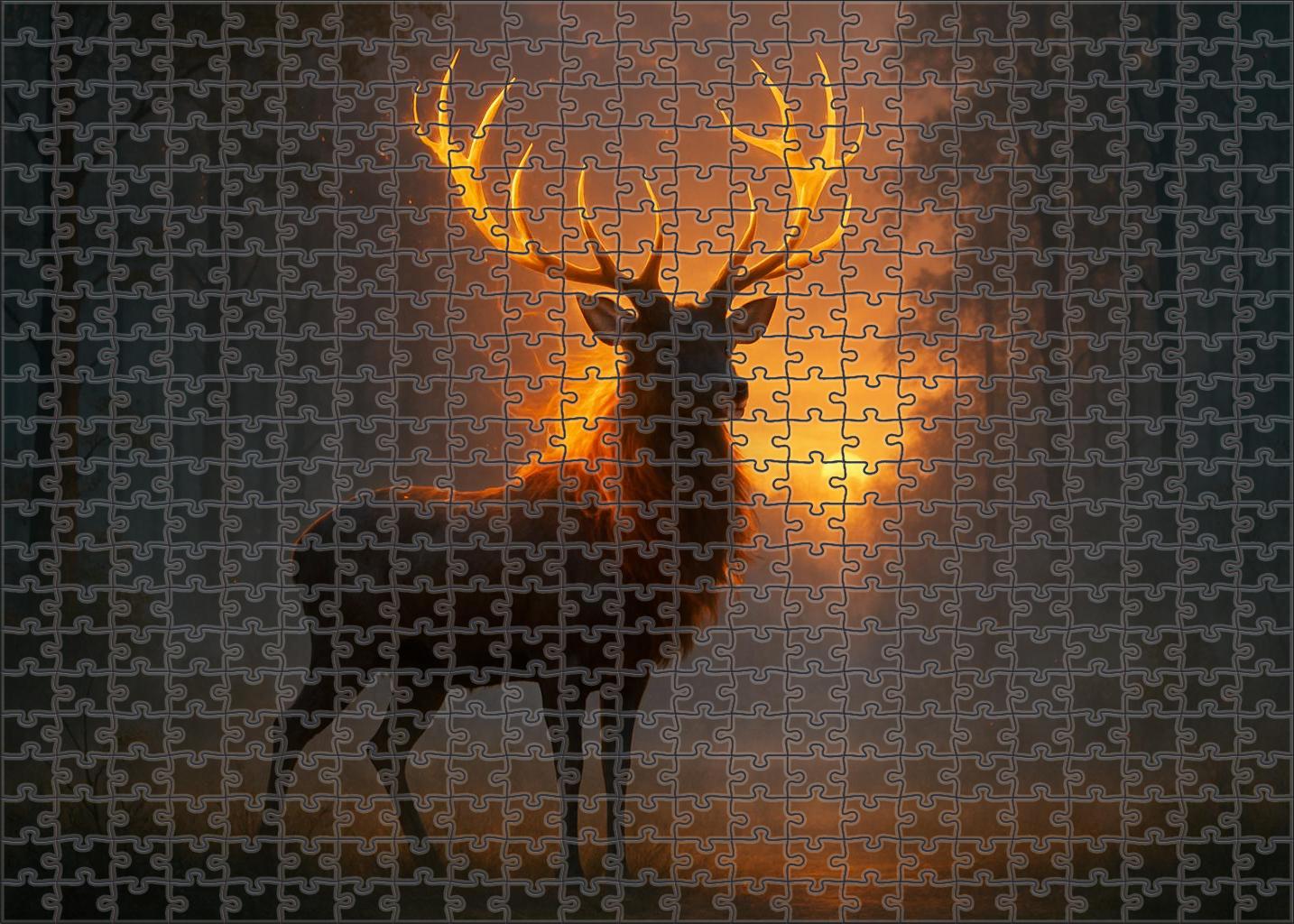 Gilded Embermane Stag Unique Puzzle Design