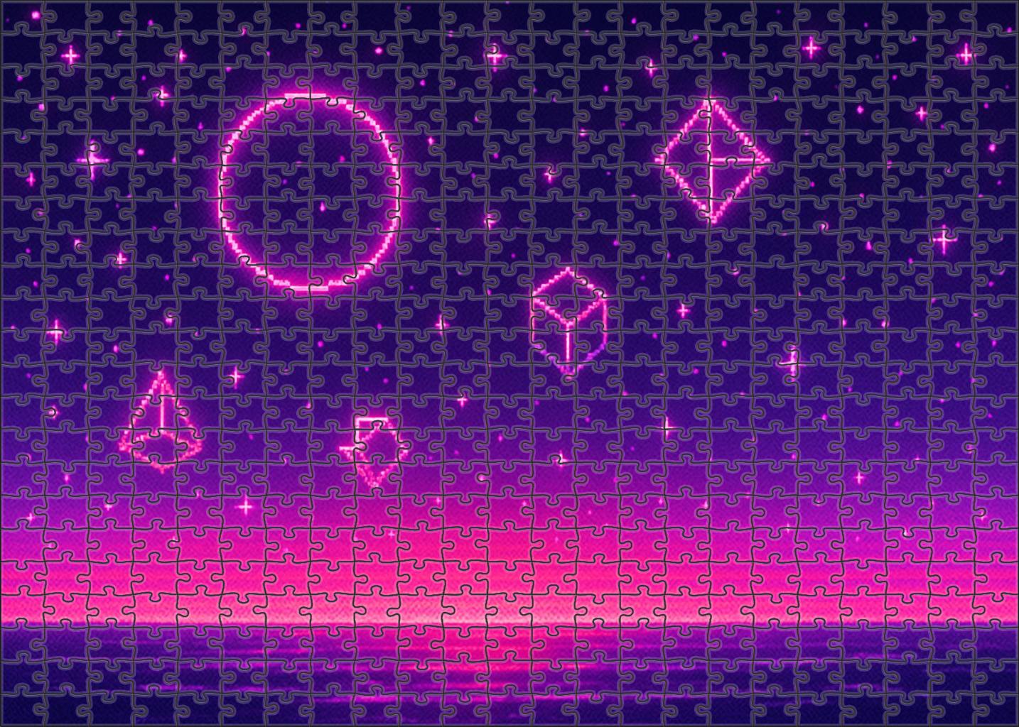 Celestial Synthwave Dreamscape Cosmic Neon Soundscapes And Vaporwave Aesthetics 20 Piece Puzzle