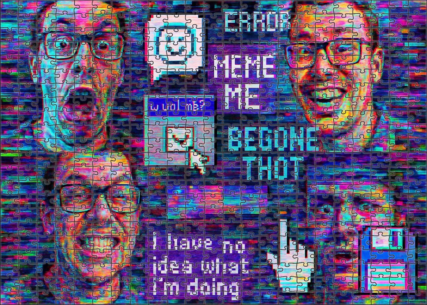 Post-internet Art Movement Digital Collage And Meme Culture Fusion Custom Jigsaw Puzzle