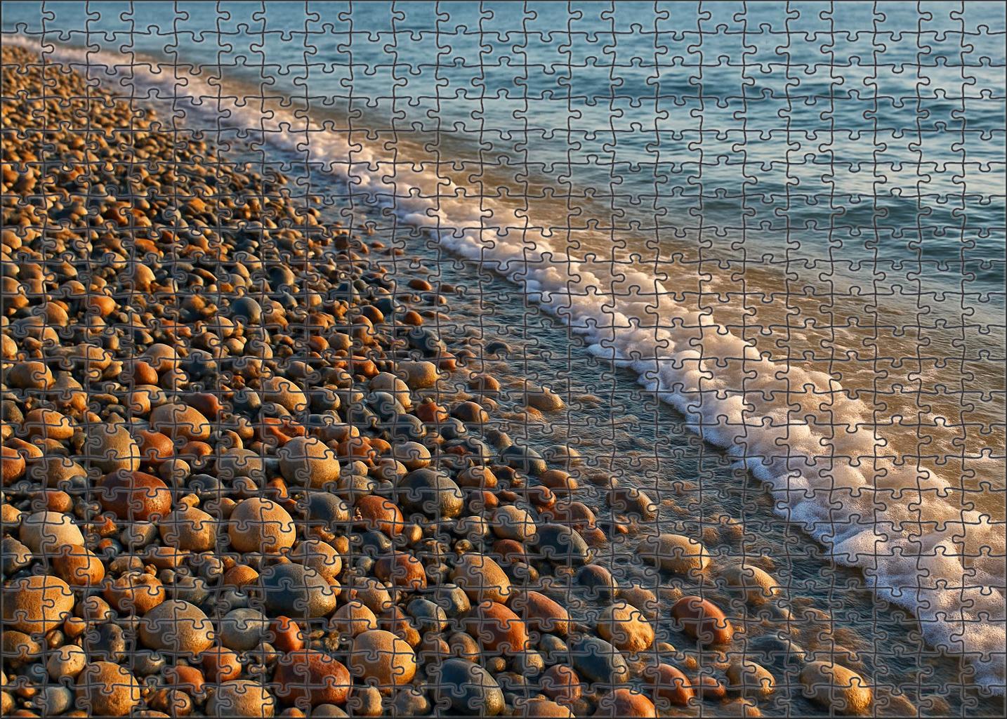 Sunlit Pebble Shore Puzzle Fun