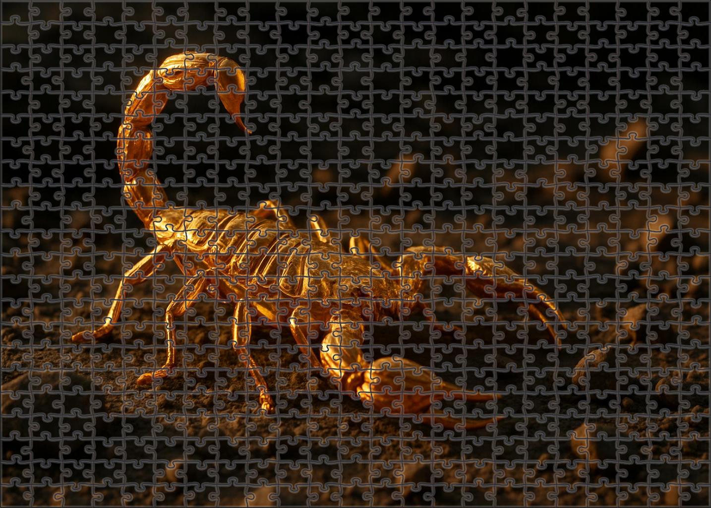 Golden Vein Scorpion Venomous Arachnid With Metallic Gold Exoskeleton And Strategic Ambush Techniques Puzzle Collection