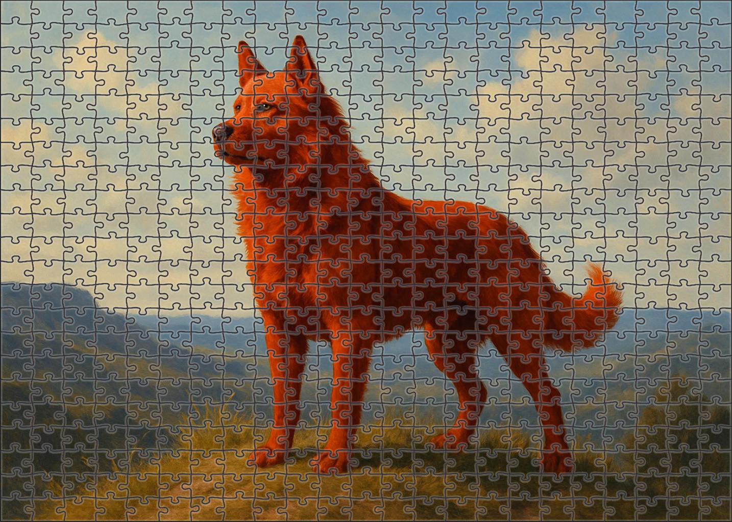 Copper Ember Vibrant Red-coated Working Dog With Keen Alertness Puzzle For Kids