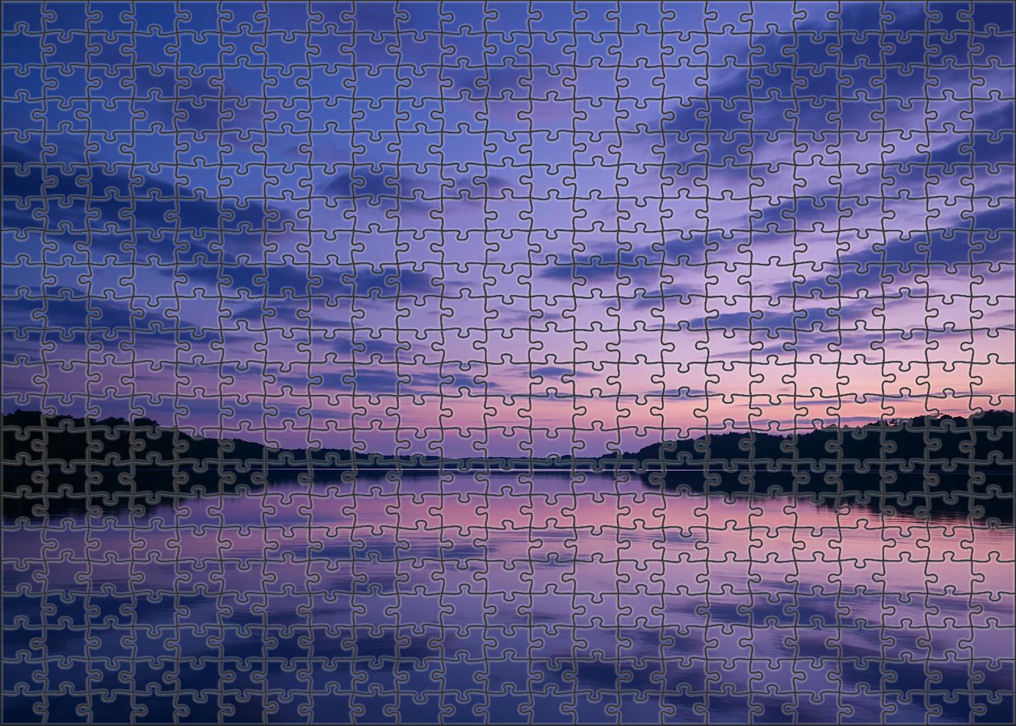 Azure Serenity Glow Calm Waters Bathed In Gentle Blues And Purples Puzzle Collection