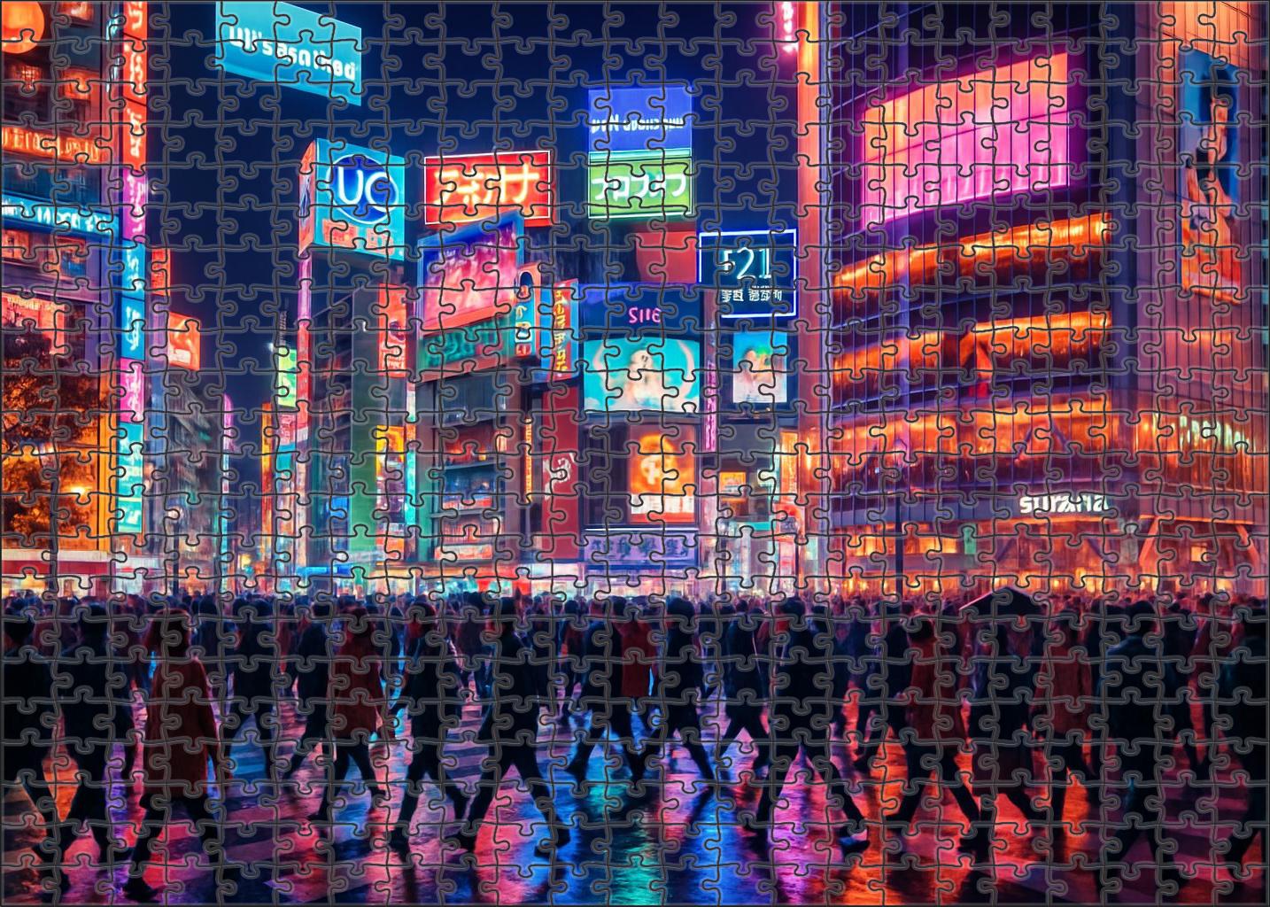 Neon-lit Shibuya Crossing Tokyo Japan Celebrated By 6547 Worldwide As A Symbol Of Urban Vibrancy Puzzle Fun