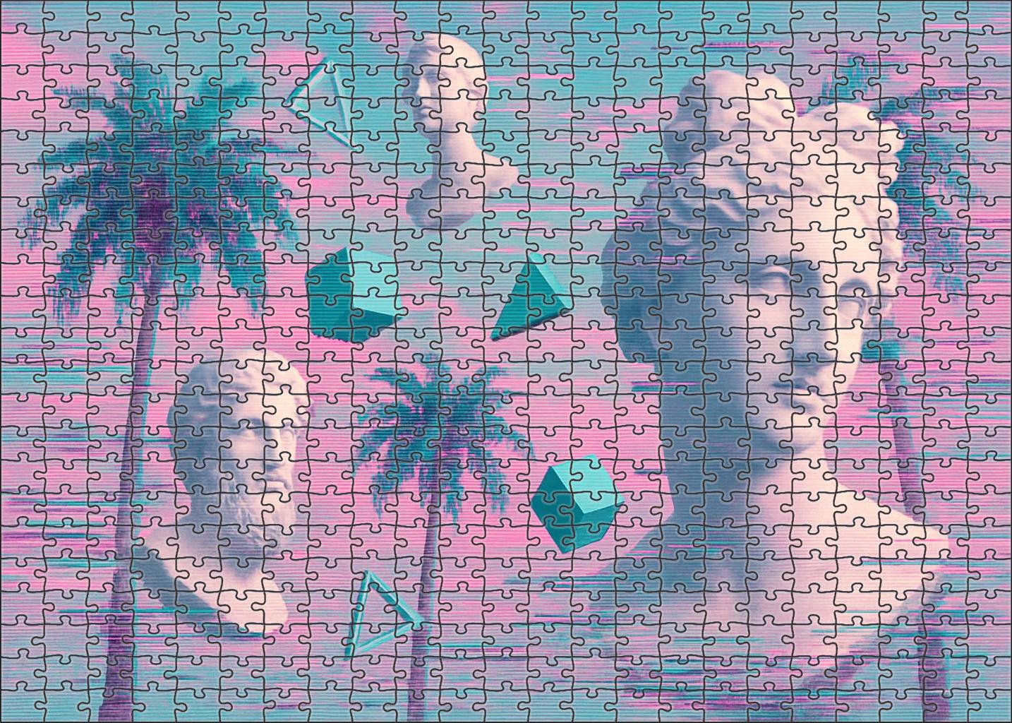 Vaporwave Dreamscape Pastel Nostalgia With Glitch Art Beats 20 Piece Puzzle