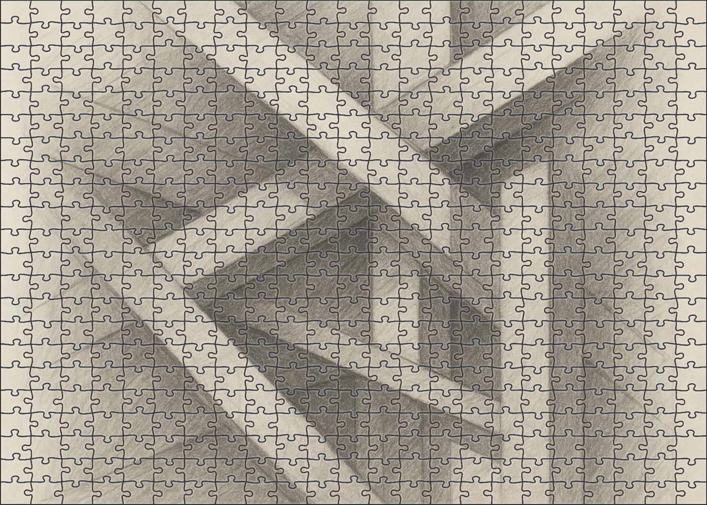 Abstract Architectural Fragment Linear Graphite And Erased Highlights Custom Jigsaw Puzzle