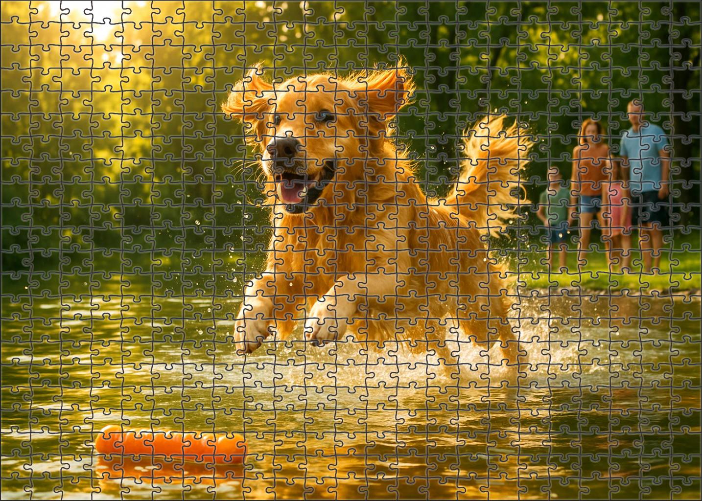 Amber Glow Warm-toned Retriever With Friendly Disposition Custom Jigsaw Puzzle