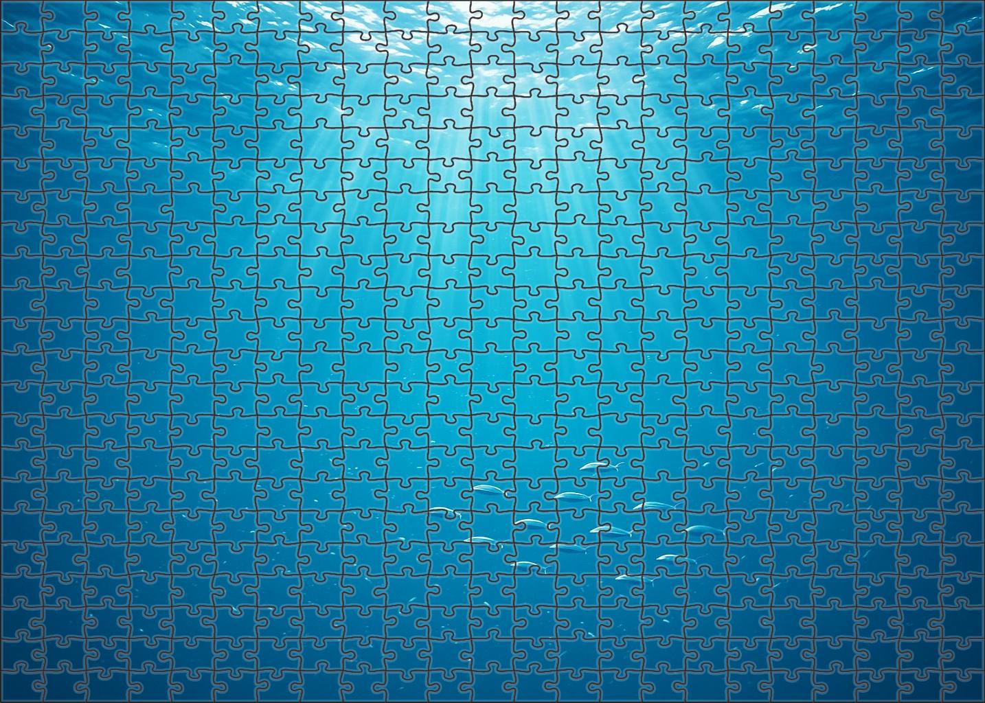 Shimmering Pelagic Realm Endless Blue With Dancing Light Beams Premium Puzzle Pieces