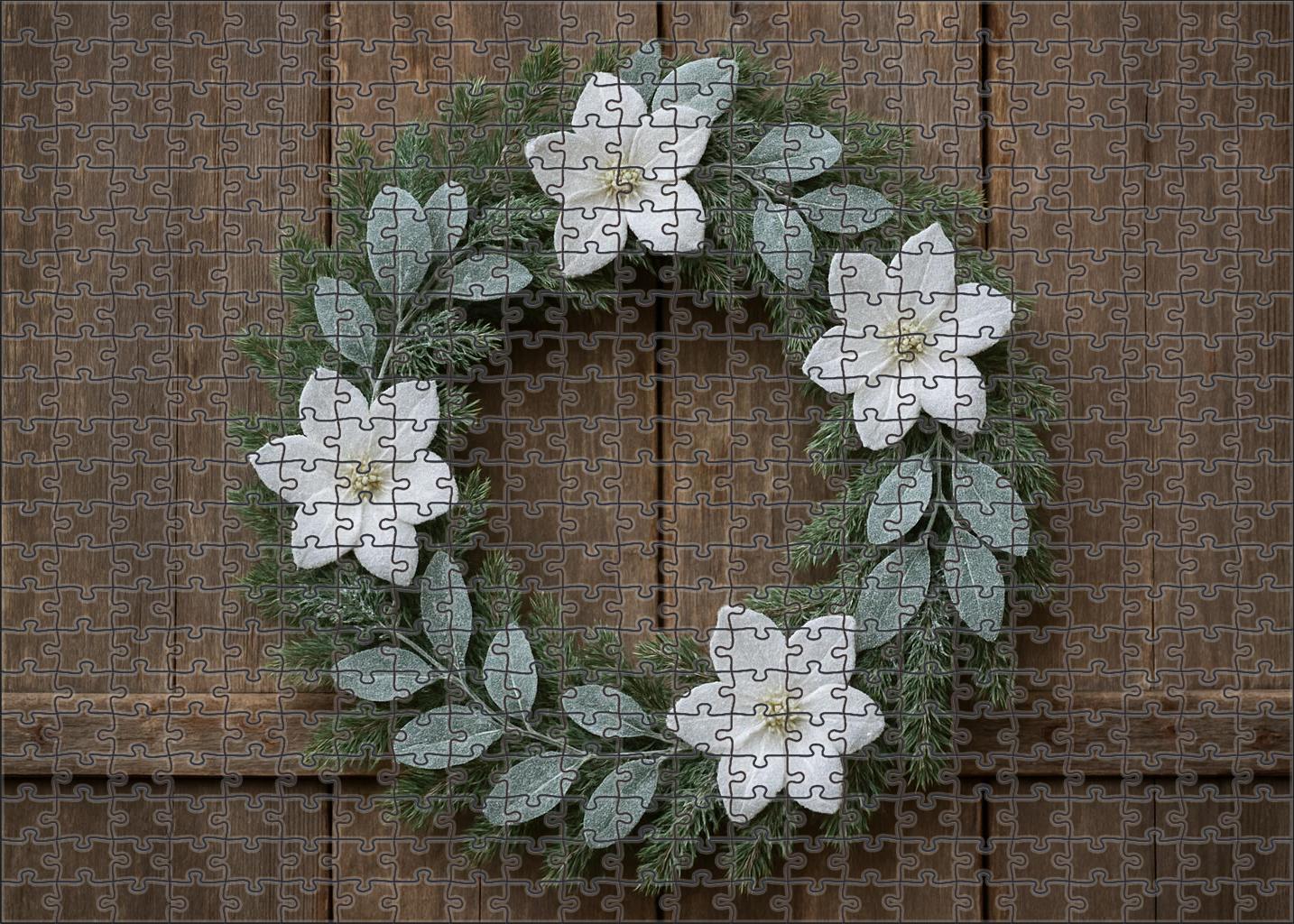 Winter Frost Evergreen And Bloom Wreath 200 Piece Puzzle