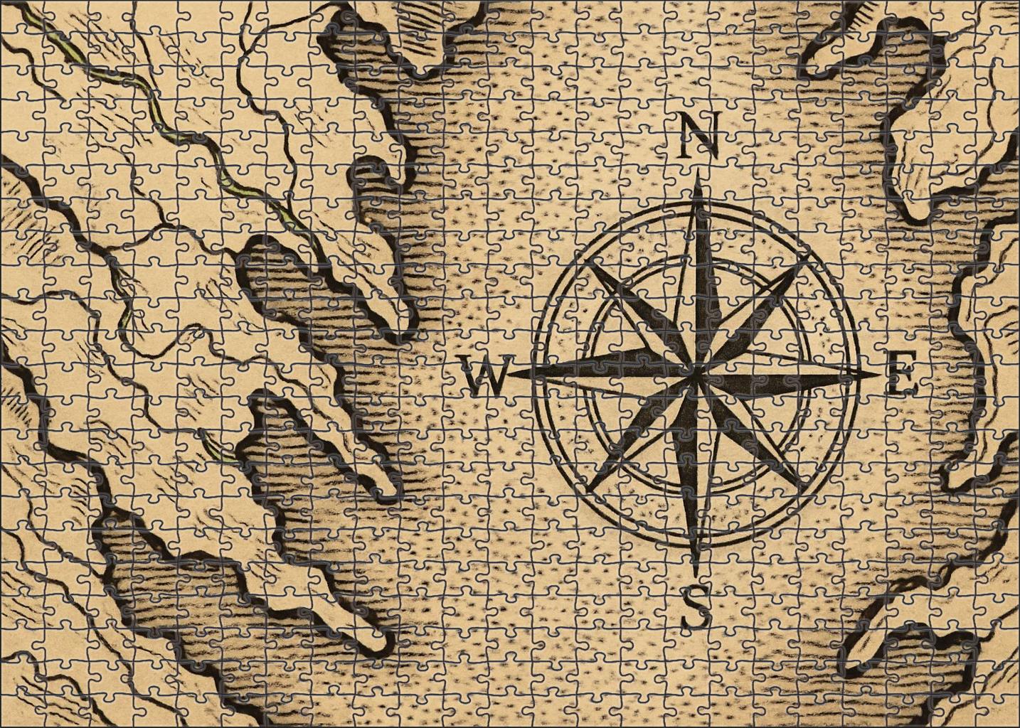 Historic Nautical Map Detail Precision Ink Lines With Stippling Custom Jigsaw Puzzle