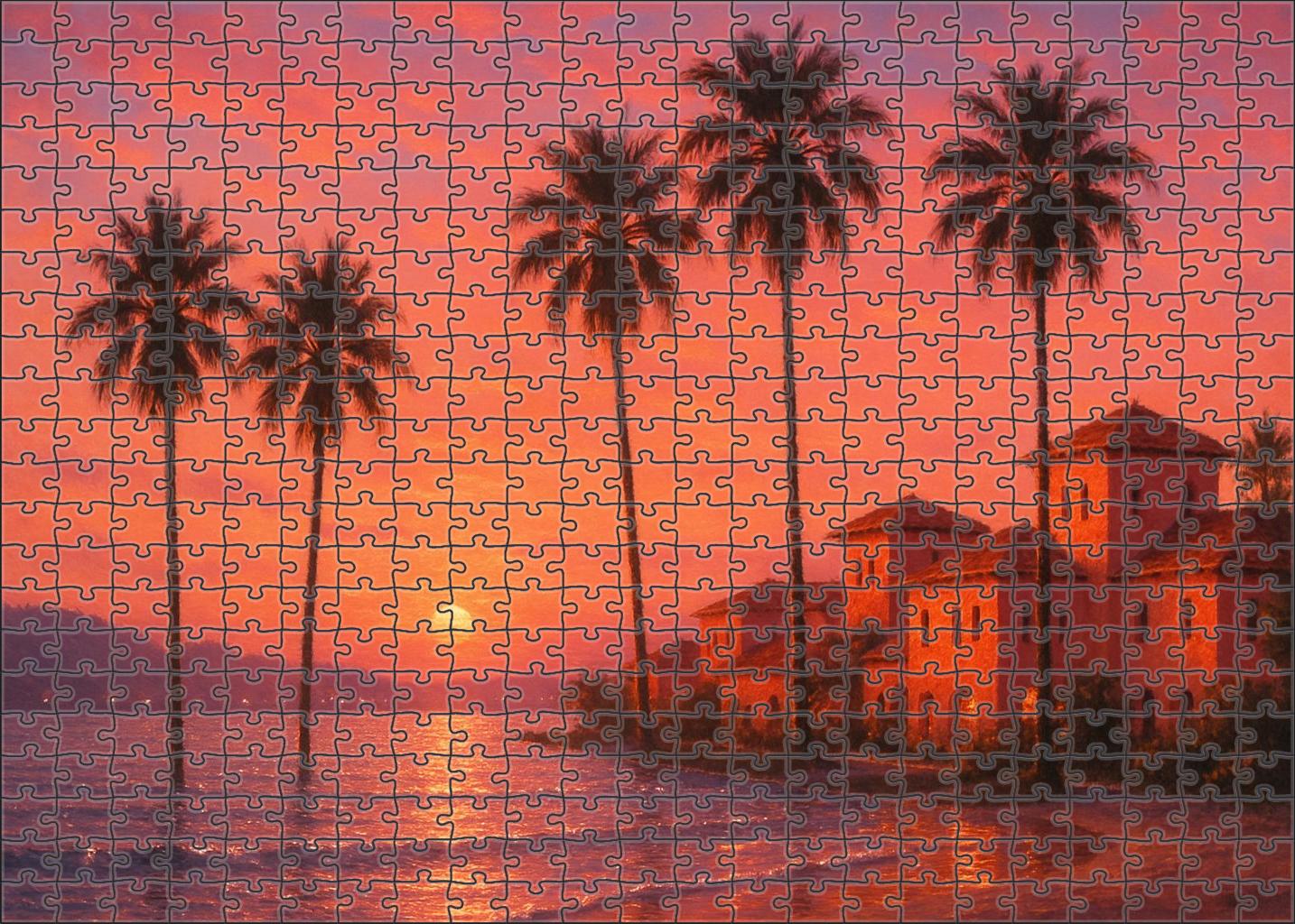 Miami Beach Skyline Pastel-toned Art Deco Meets Modern Palm-lined Waterfront Puzzle For Adults