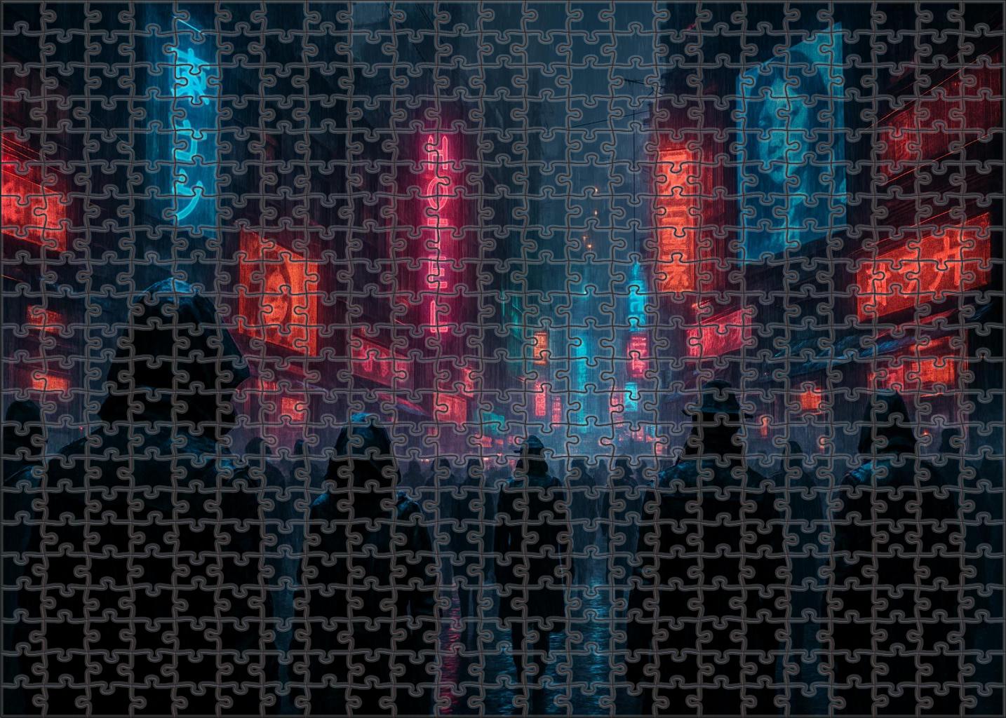 Dystopian Tech Noir Urban Decay With Cybernetic Edge Premium Puzzle Pieces