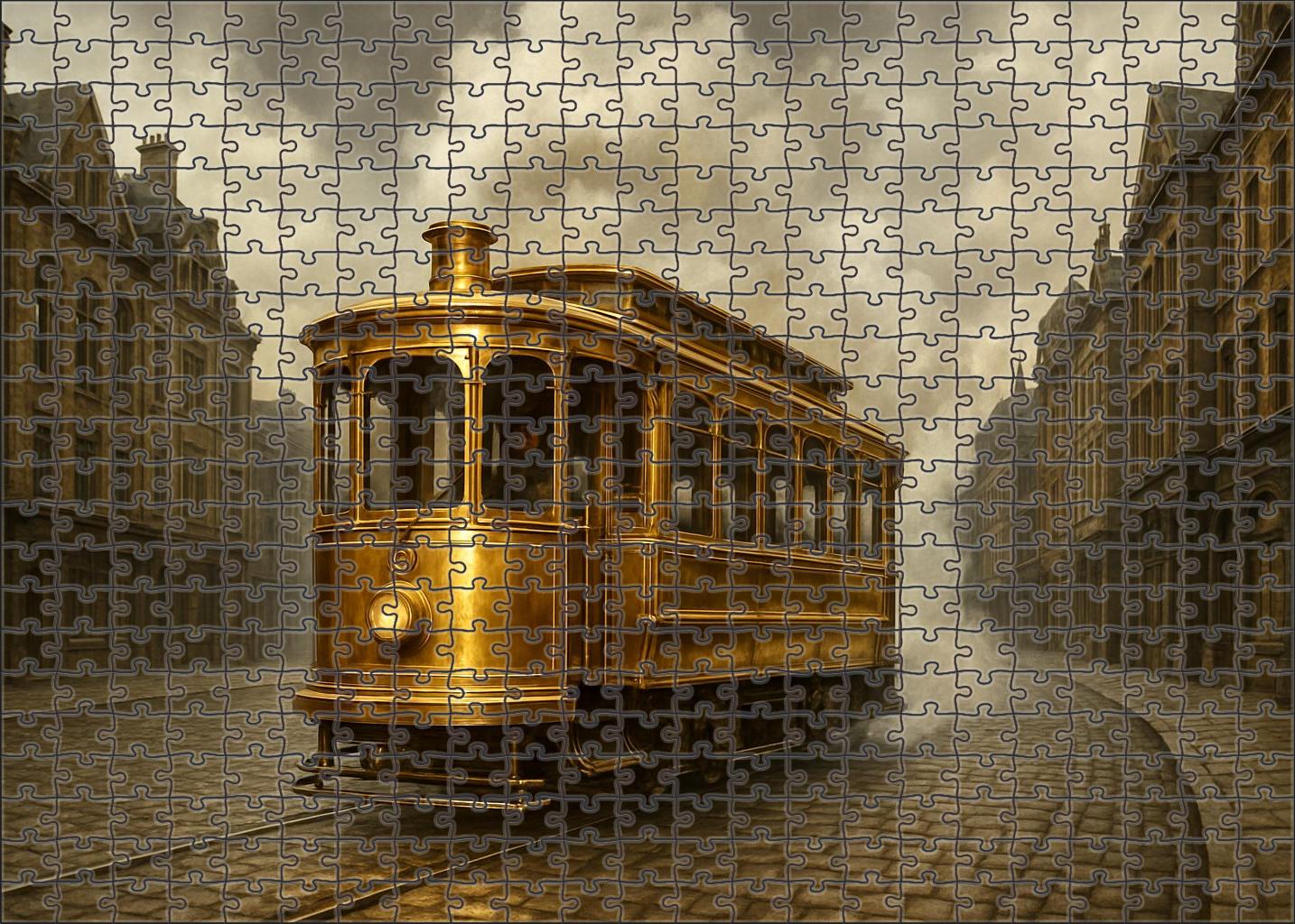 Retro-futuristic Steam-powered Tram Puzzle For Kids