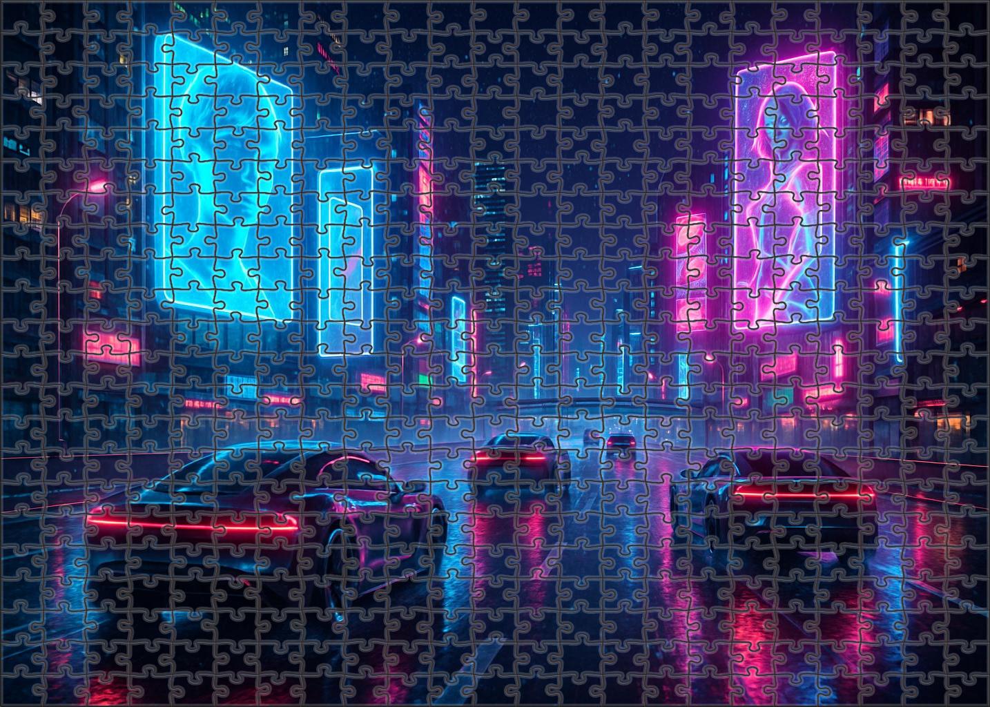 Synthwave Racing Neon Streets And High-octane Speed Unique Puzzle Design