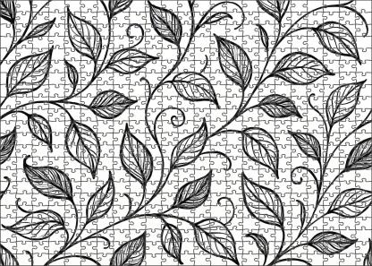 Abstract Botanical Line Art Minimalist Pen Drawing Of Stylized Leaves And Vines Large Format Puzzle