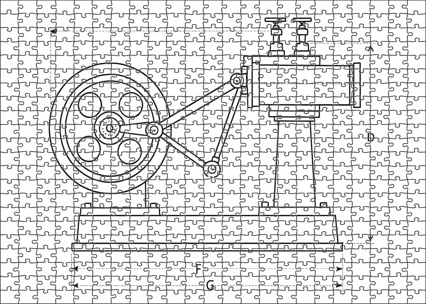 Mechanical Device Schematic Precise Technical Pen Drawing With Clean Linework Mini Puzzle