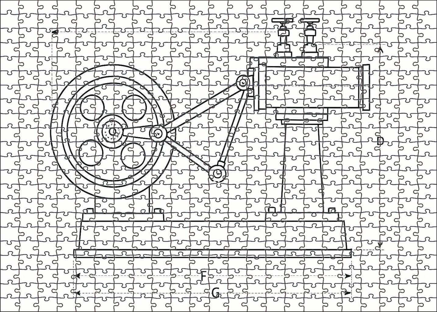 Mechanical Device Schematic Precise Technical Pen Drawing With Clean Linework Mini Puzzle