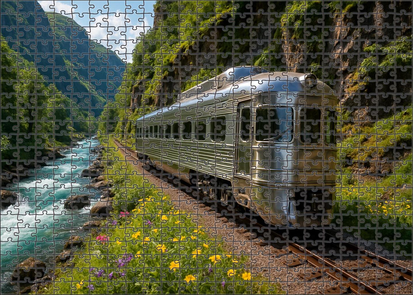 Silver Cascade Scenic Railcar Large Format Puzzle