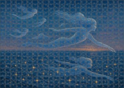 Celestial Swimmer Stars Diving Into Liquid Twilight Puzzle For Adults