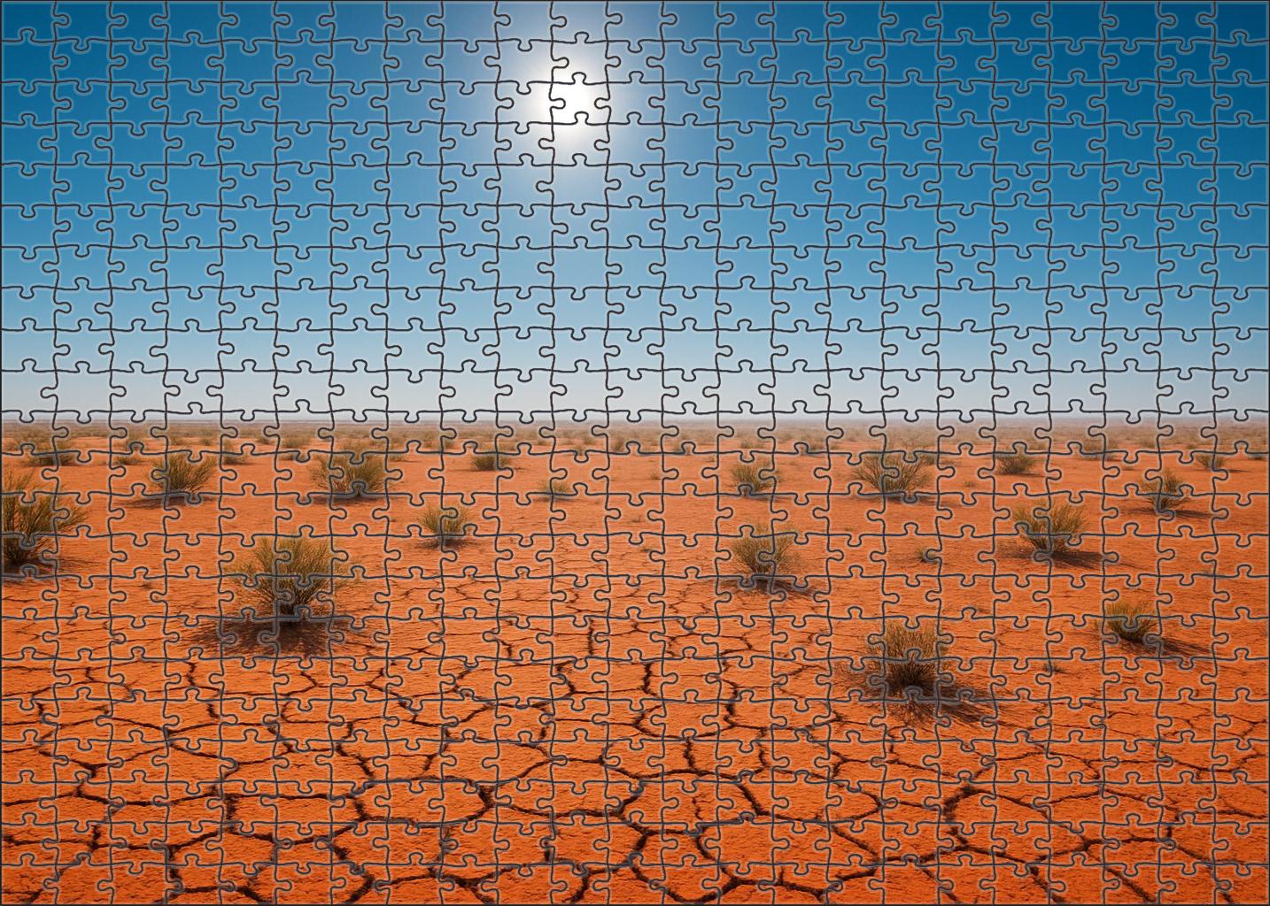 Silent Ember Flats Fiery Sandpan Under A Blazing Noon Sky Premium Puzzle Pieces