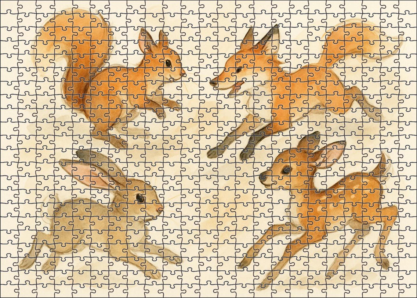 Whimsical Fauna Doodles Ink And Wash Playful Creatures Custom Jigsaw Puzzle