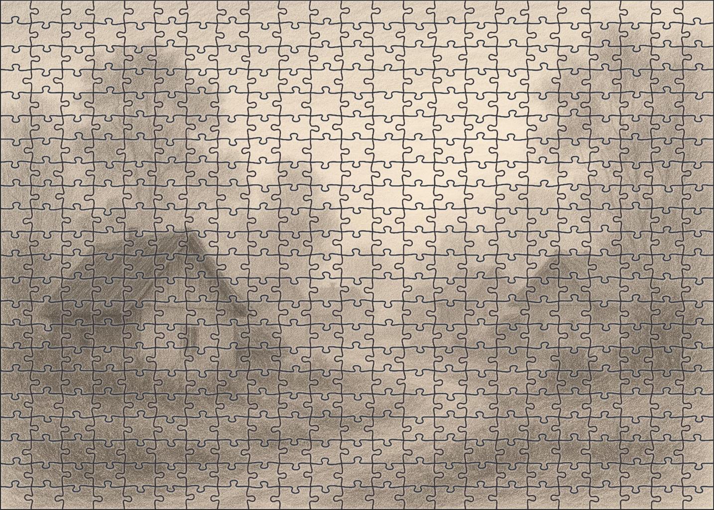 Quiet Village Dawn Soft Pencil Sketch Of Countryside Homes 20 Piece Puzzle