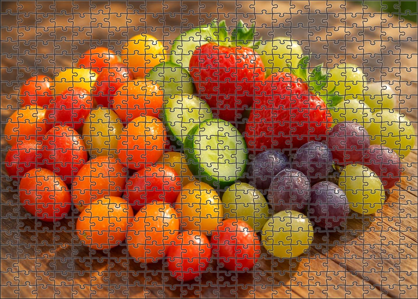 Garden Fresh Mix Colorful Fusion Of Cherry Tomatoes Cucumbers Strawberries And Black Grapes 1000 Piece Puzzle